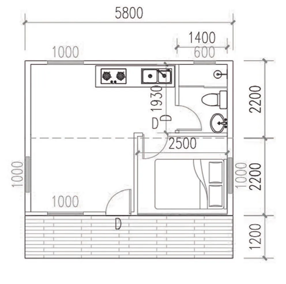 Plano de medidas – Casa cápsula Apple Cube