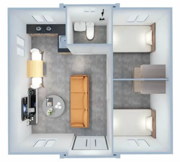 Plano de medidas – Casa expandible de 36 m²