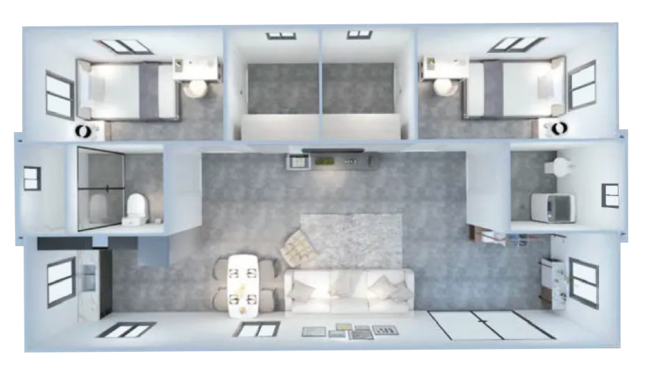 Plano de medidas – Casa expandible de 74 m²