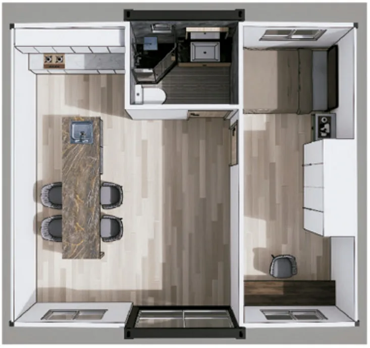 Configuración posible 2 – Casa expandible de 36 m²