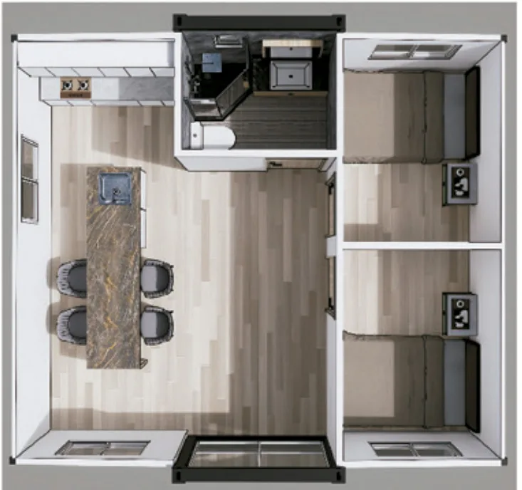 Configuración posible 3 – Casa expandible de 36 m²