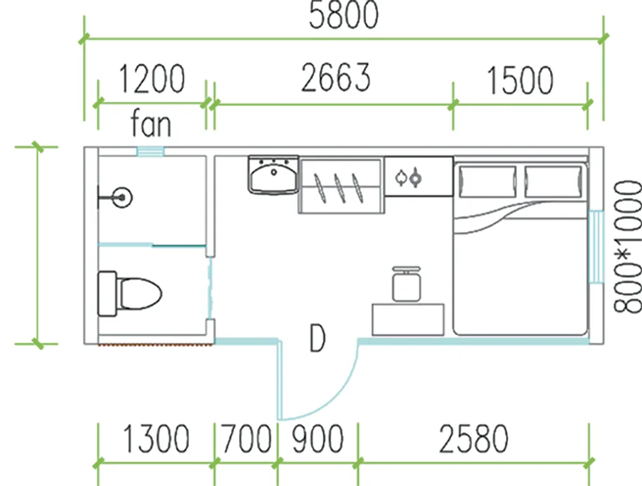 Plano de medidas – Casa cápsula Apple Small