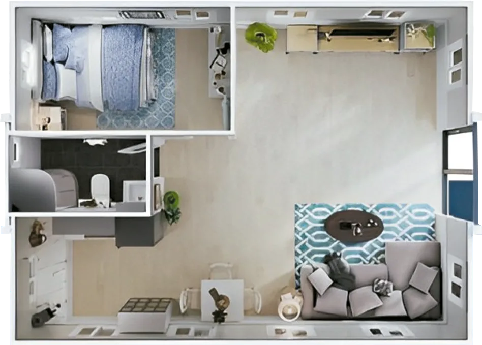 Configuración posible 4 – Casa expandible de 74 m²