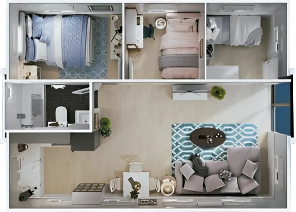 Configuración posible 5 – Casa expandible de 74 m²